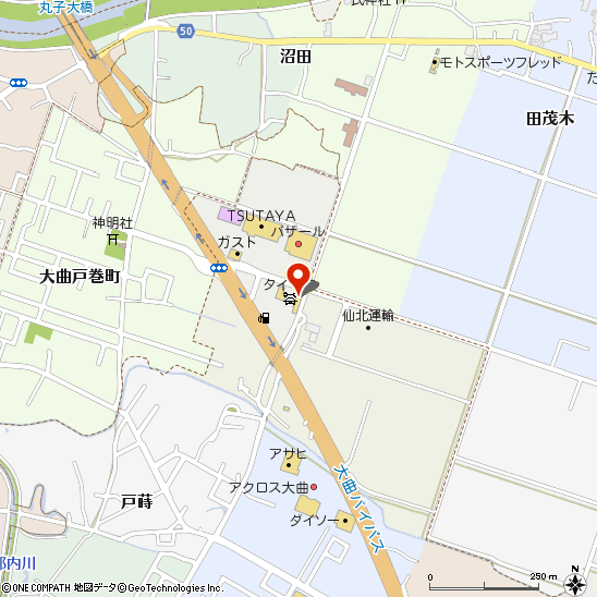 ブリヂストンタイヤサービス東日本(株)　大曲店付近の地図